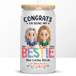 Sister Makes Life Sparkle - Bestie Personalized Custom Glass Cup, Iced Coffee Cup - Gift For Best Friends, BFF, Sisters