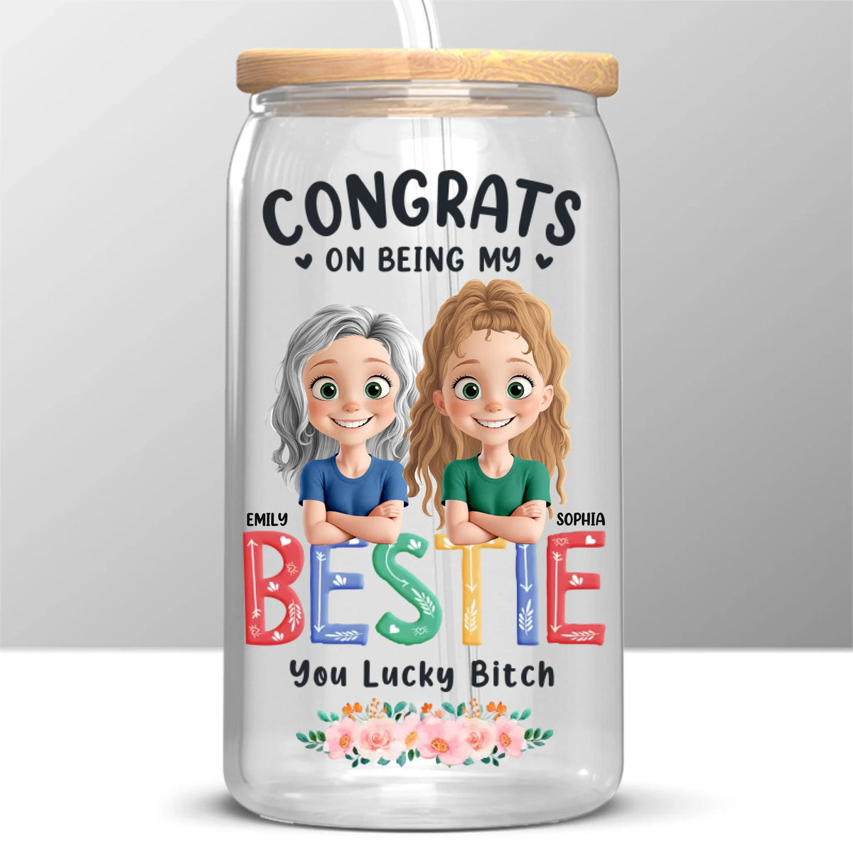 Sister Makes Life Sparkle - Bestie Personalized Custom Glass Cup, Iced Coffee Cup - Gift For Best Friends, BFF, Sisters