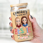 Sister Makes Life Sparkle - Bestie Personalized Custom Glass Cup, Iced Coffee Cup - Gift For Best Friends, BFF, Sisters