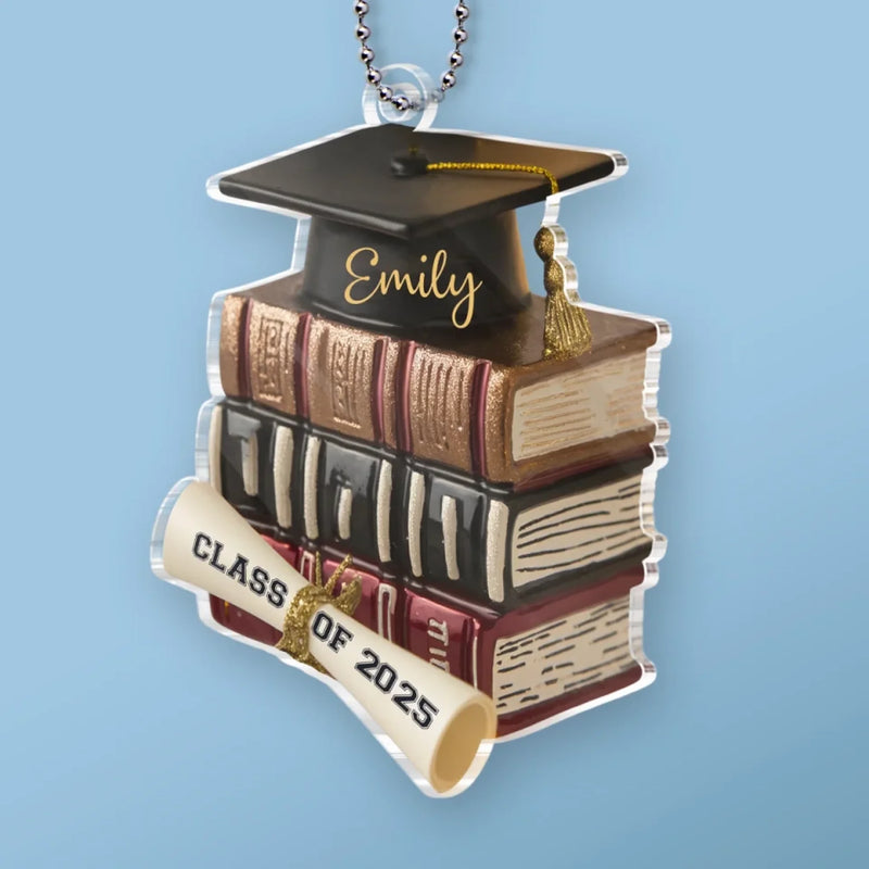 Wisdom Grows Page By Page - Family Personalized Custom Car Ornament - Acrylic Custom Shaped - Graduation Gift For Family Members, Siblings, Brothers, Sisters