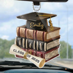 Wisdom Grows Page By Page - Family Personalized Custom Car Ornament - Acrylic Custom Shaped - Graduation Gift For Family Members, Siblings, Brothers, Sisters