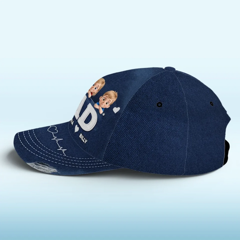 My Hero, My Heartbeat - Family Personalized Custom Hat, All Over Print Classic Cap - Father's Day, Gift For Dad, Grandpa