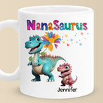 Nanasaurus & Her Little Dinos - Family Personalized Custom Mug - Mother's Day, Gift For Mom, Grandma