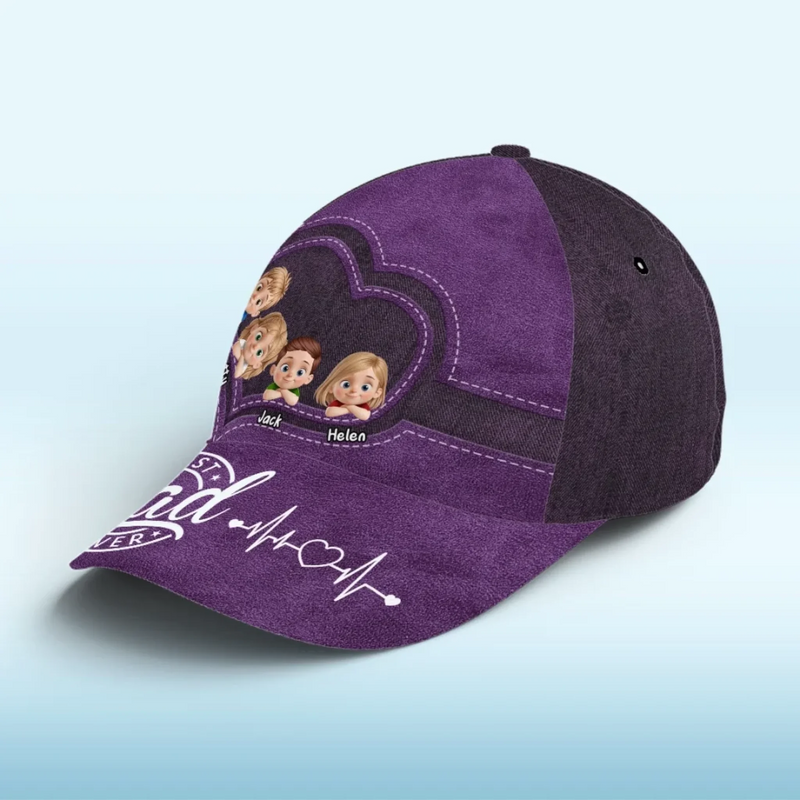 Dad, Our Hearts Belong To You - Family Personalized Custom Hat, All Over Print Classic Cap - Father's Day, Gift For Dad, Grandpa