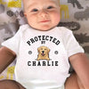 Custom Baby Onesie - Personalized Baby Shower, Gender Reveal Gifts For New Moms, New Dads, New Parents, Dog Cat Lovers - Guarded By My Dog