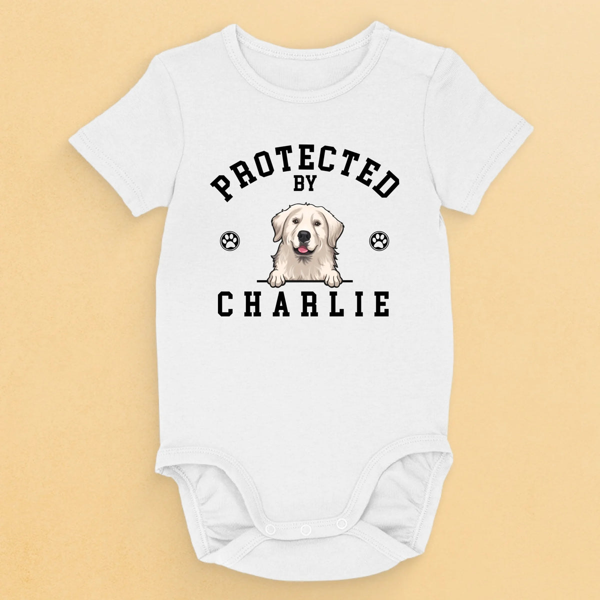 Custom Baby Onesie - Personalized Baby Shower, Gender Reveal Gifts For New Moms, New Dads, New Parents, Dog Cat Lovers - Guarded By My Dog