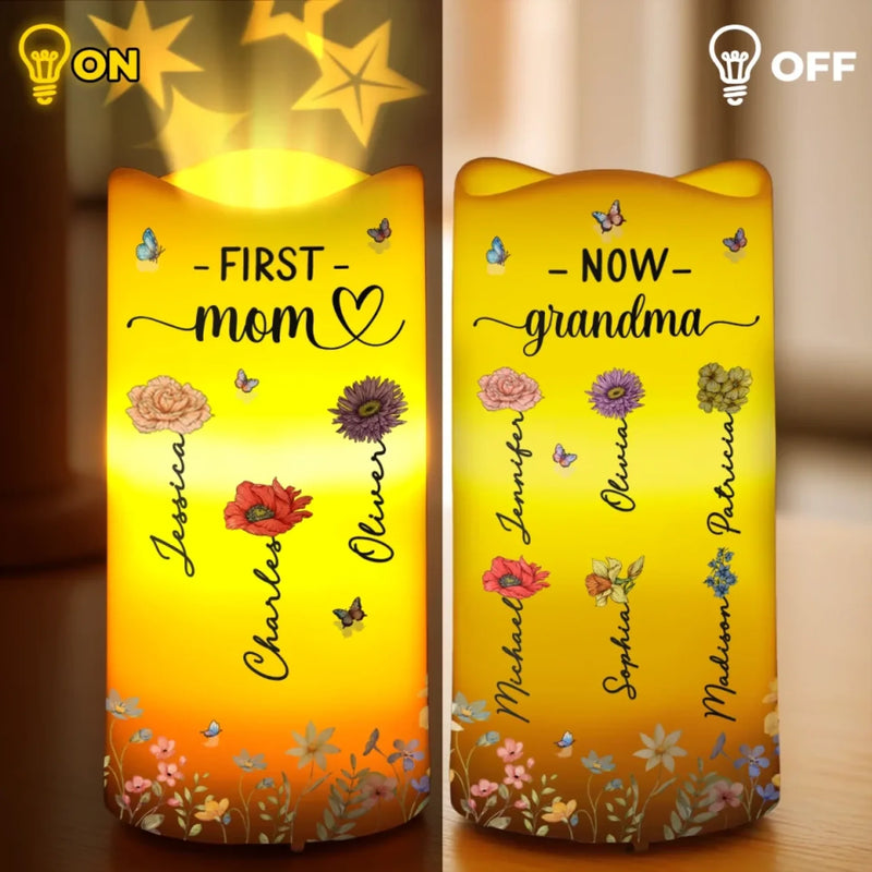 A Lifetime Of Love, Generations Of Joy - Family Personalized Custom LED Projection Flameless Candle - Mother's Day, Gift For Mom, Grandma