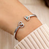 A Piece Of My Heart Lives In Heaven - Memorial Personalized Custom Engraved Infinity Heart Bangle With Birthstones - Sympathy Gift For Family Members