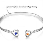 A Piece Of My Heart Lives In Heaven - Memorial Personalized Custom Engraved Infinity Heart Bangle With Birthstones - Sympathy Gift For Family