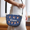 Custom Photo Carrying Love, One Grandkid At A Time - Family Personalized Custom Leather Saddle Bag - Mother's Day, Gift For Mom, Grandma