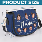 Custom Photo Carrying Love, One Grandkid At A Time - Family Personalized Custom Leather Saddle Bag - Mother's Day, Gift For Mom, Grandma