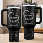 The Heart Of Our Family - Family Personalized Custom Engraved 40oz Tumbler With Handle - Father's Day, Gift For Grandpa