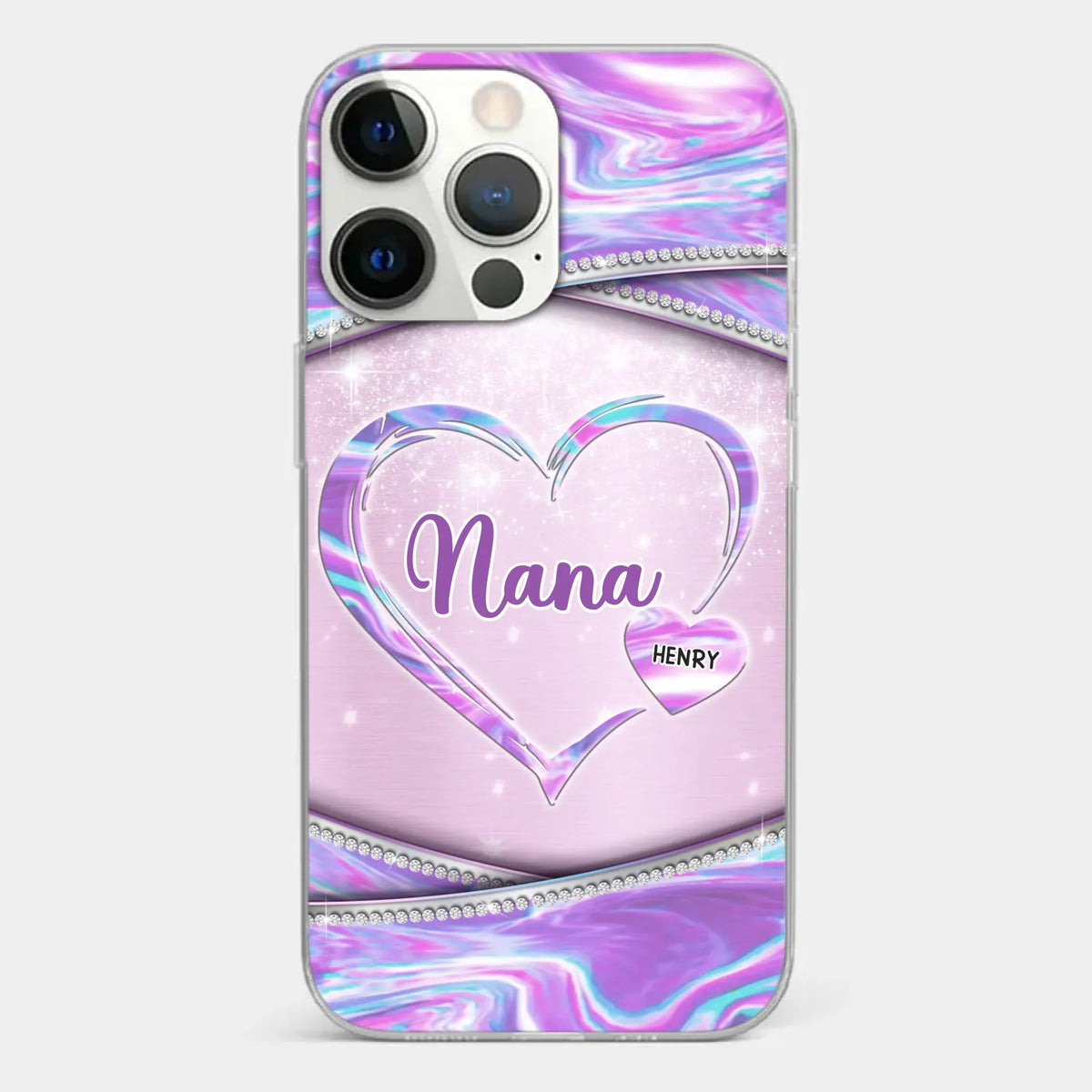 Nana’s Heart, Filled With Love - Family Personalized Custom Clear Phone Case - Mother's Day Gift For Mom, Grandma