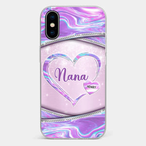 Nana’s Heart, Filled With Love - Family Personalized Custom Clear Phone Case - Mother's Day Gift For Mom, Grandma