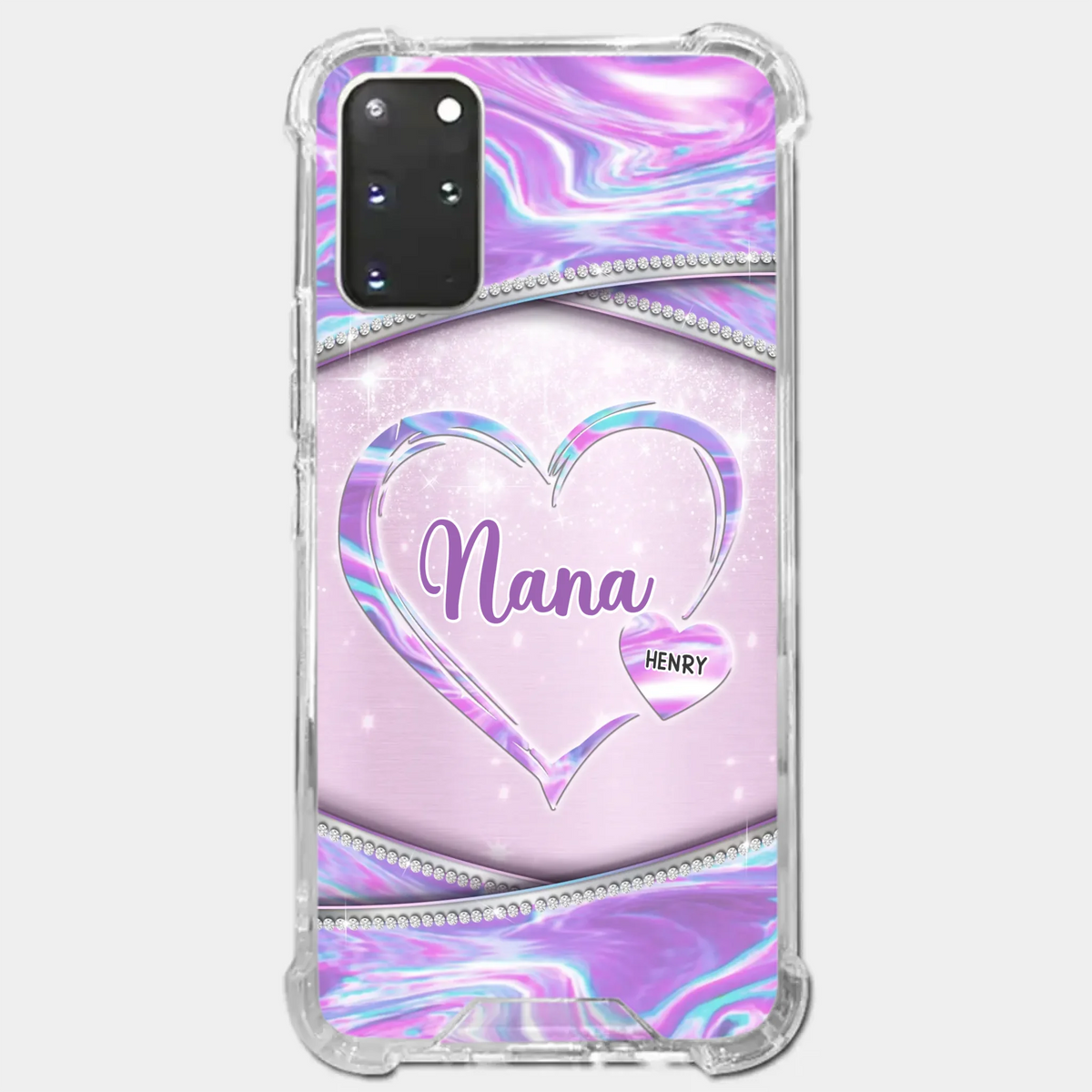 Nana’s Heart, Filled With Love - Family Personalized Custom Clear Phone Case - Mother's Day Gift For Mom, Grandma