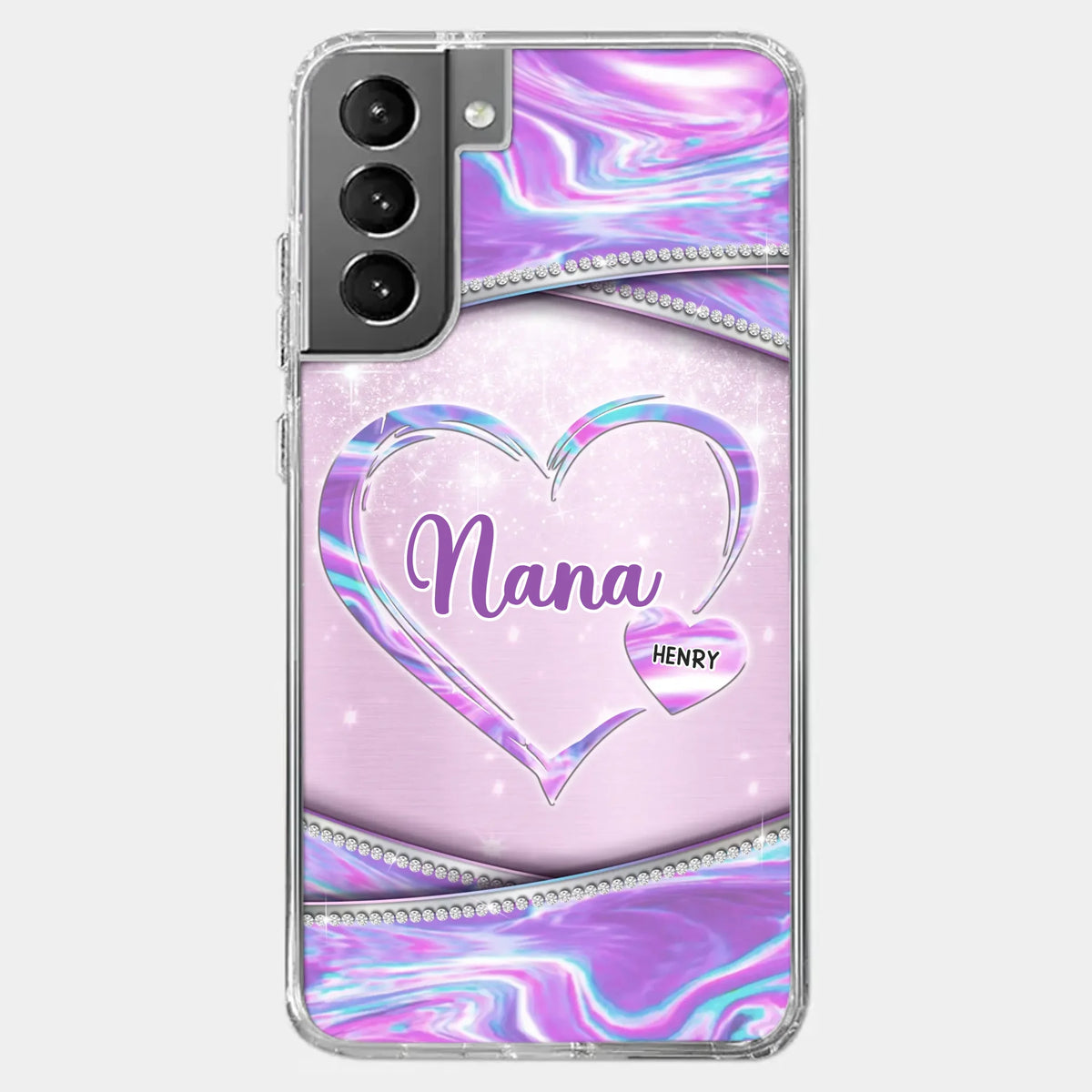 Nana’s Heart, Filled With Love - Family Personalized Custom Clear Phone Case - Mother's Day Gift For Mom, Grandma