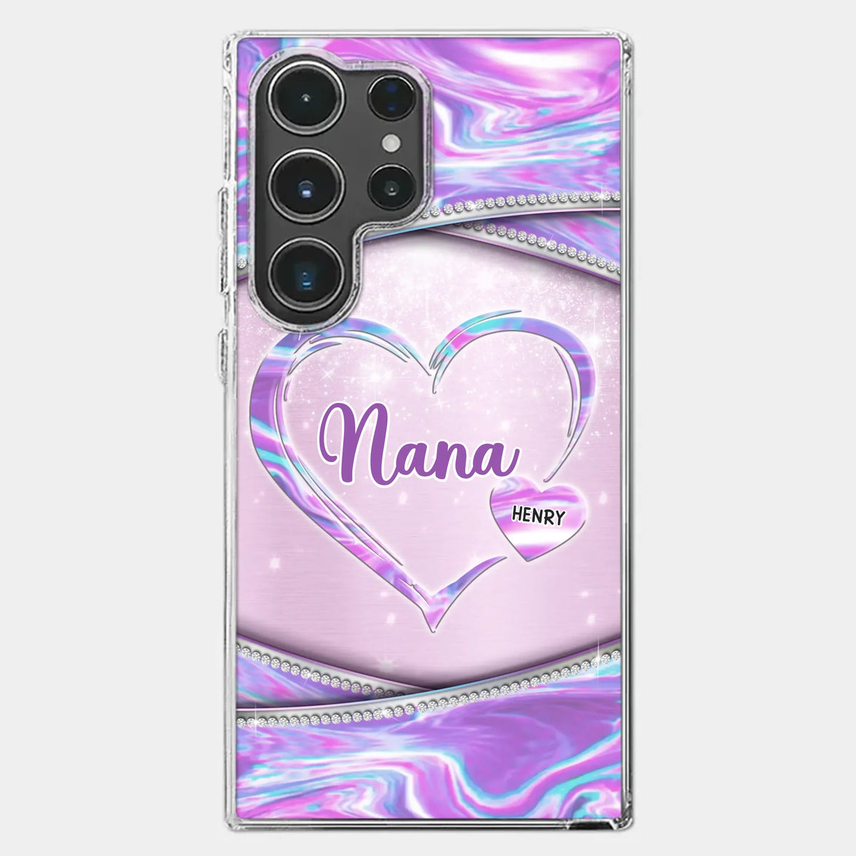 Nana’s Heart, Filled With Love - Family Personalized Custom Clear Phone Case - Mother's Day Gift For Mom, Grandma