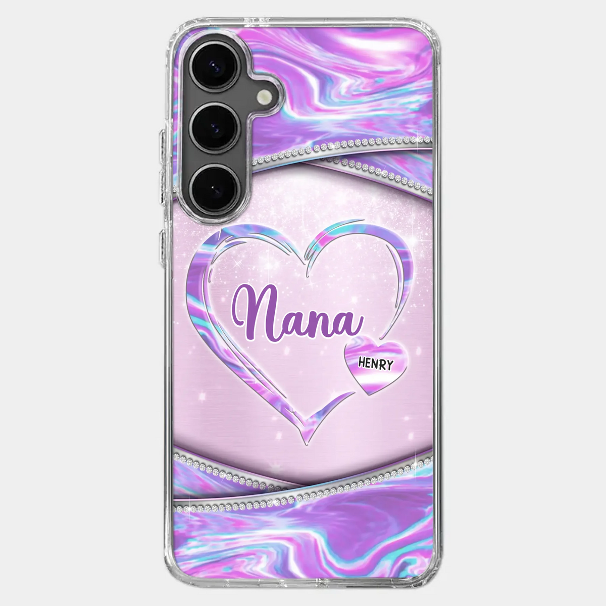 Nana’s Heart, Filled With Love - Family Personalized Custom Clear Phone Case - Mother's Day Gift For Mom, Grandma