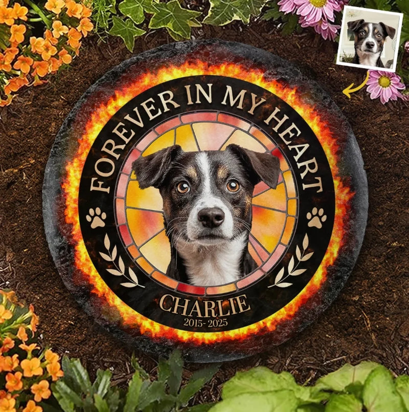 Custom Photo Forever My Fur Angel - Memorial Personalized Custom Round Shaped Stone With Stand - Sympathy Gift For Pet Owners, Pet Lovers