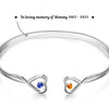 Forever In My Heart - Memorial Personalized Custom Engraved Infinity Heart Bangle With Birthstones - Sympathy Gift For Family Members