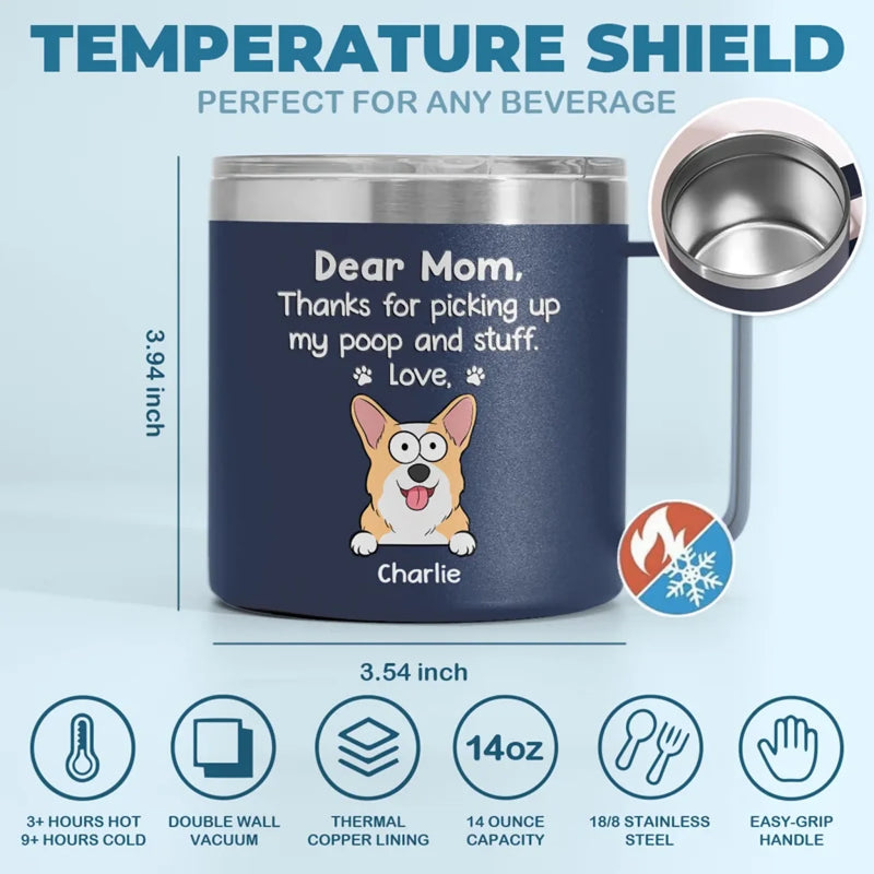 You’re Pawsome, Dad - Dog & Cat Personalized Custom 14oz Stainless Steel Tumbler With Handle - Gift For Pet Owners, Pet Lovers