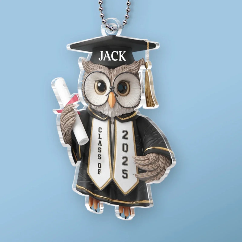 Hats Off, Goals On - Family Personalized Custom Car Ornament - Acrylic Custom Shaped - Graduation Gift For Family Members, Siblings, Brothers, Sisters