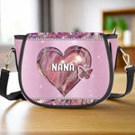 Grandma’s Love Makes Every Moment Magical - Family Personalized Custom Leather Saddle Bag - Mother's Day, Gift For Mom, Grandma