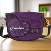 Love Written In Every Heartbeat - Family Personalized Custom Leather Saddle Bag - Mother's Day, Gift For Mom, Grandma
