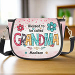 Happiness Is Being Called Grandma - Family Personalized Custom Leather Saddle Bag - Mother's Day, Gift For Grandma