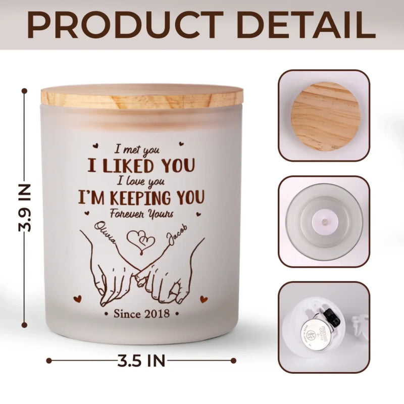 From Our First Kiss Till Our Last Breath - Couple Personalized Custom Printed Glass Jar With LED Candle - Gift For Husband Wife, Anniversary