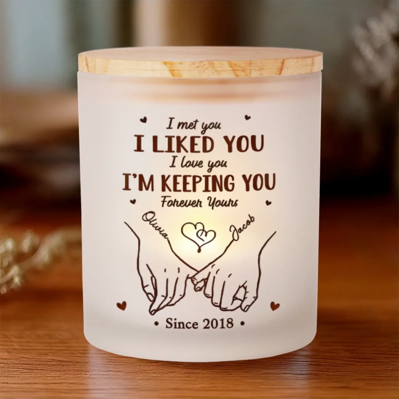 From Our First Kiss Till Our Last Breath - Couple Personalized Custom Printed Glass Jar With LED Candle - Gift For Husband Wife, Anniversary