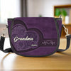 Love Written In Every Heartbeat - Family Personalized Custom Leather Saddle Bag - Mother's Day, Gift For Mom, Grandma