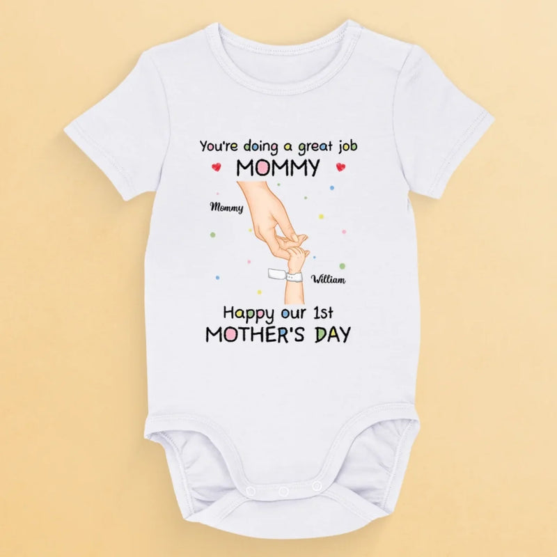 From My Little Hand To Your Big Heart - Family Personalized Custom Baby Onesie - Mother's Day, Baby Shower Gift, Gift For First Mom
