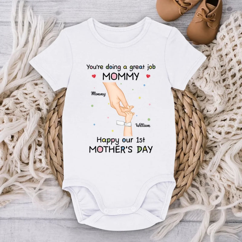 From My Little Hand To Your Big Heart - Family Personalized Custom Baby Onesie - Mother's Day, Baby Shower Gift, Gift For First Mom