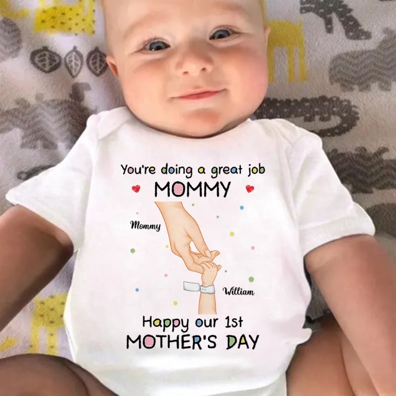 From My Little Hand To Your Big Heart - Family Personalized Custom Baby Onesie - Mother's Day, Baby Shower Gift, Gift For First Mom