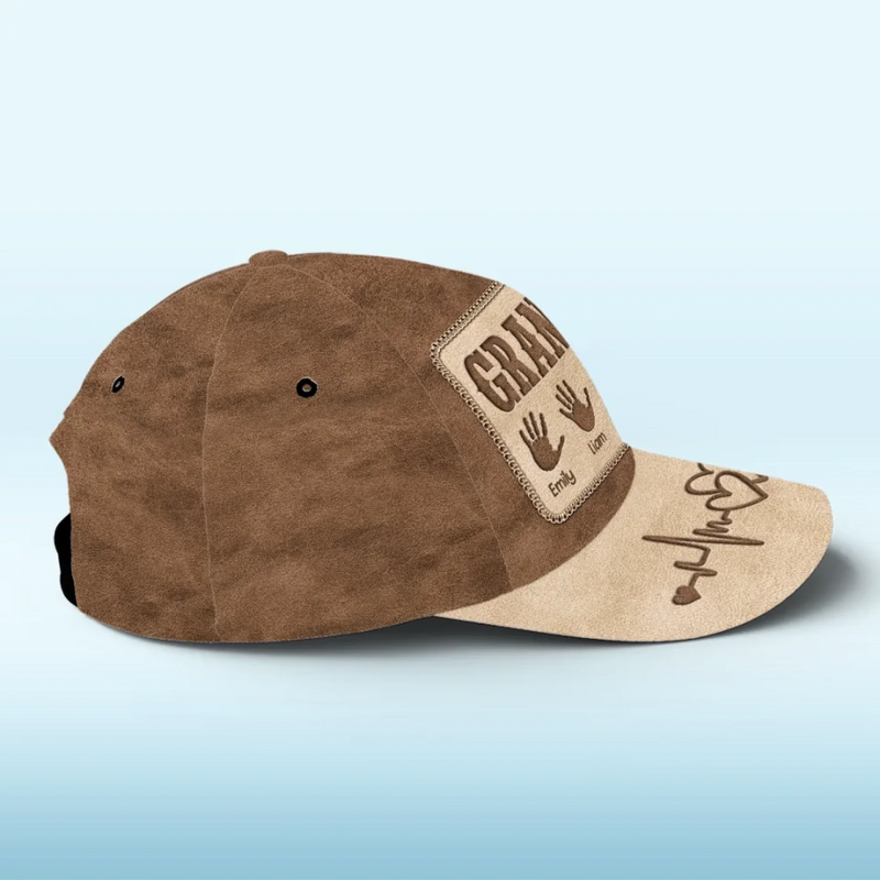 Where Love Leaves Its Handprints - Family Personalized Custom Hat, All Over Print Classic Cap - Father's Day, Gift For Dad, Grandpa