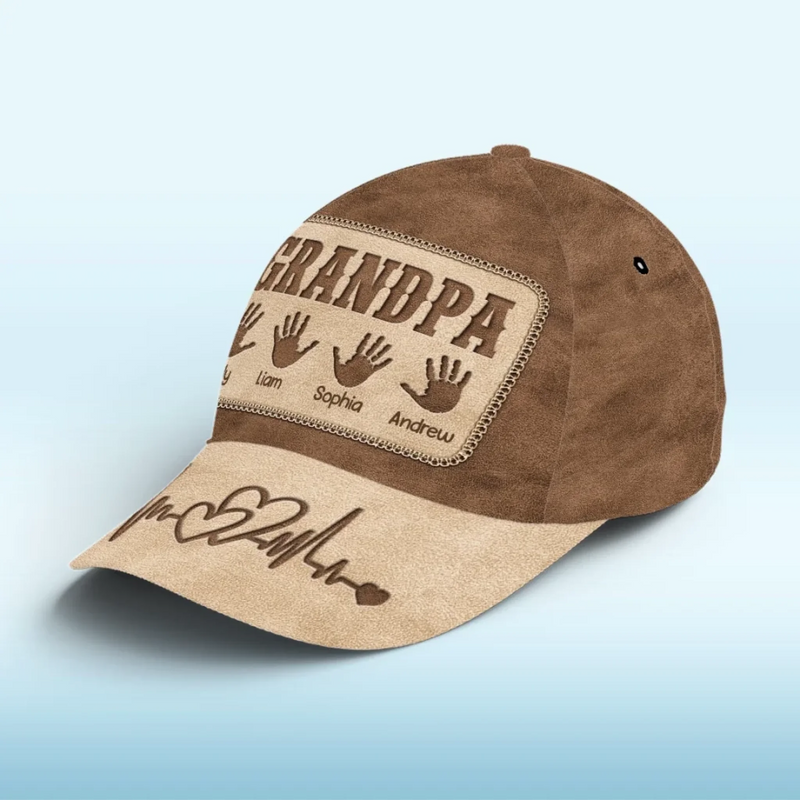 Where Love Leaves Its Handprints - Family Personalized Custom Hat, All Over Print Classic Cap - Father's Day, Gift For Dad, Grandpa