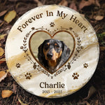 Custom Photo Your Paw Prints Are Forever On My Soul - Memorial Personalized Custom Round Shaped Stone With Stand - Sympathy Gift For Pet Owners, Pet Lovers
