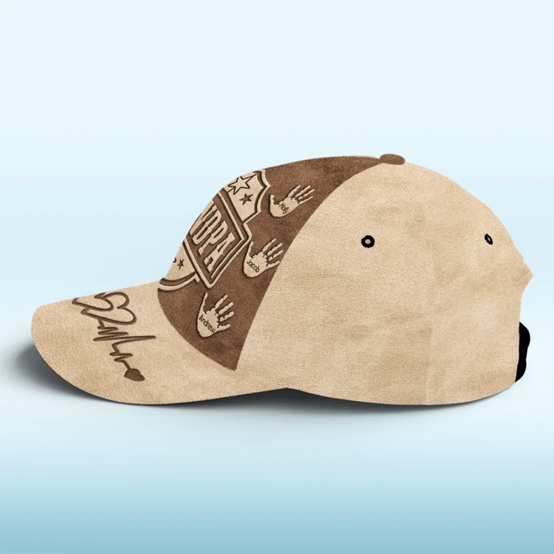 Handcrafted With Love - Family Personalized Custom Hat, All Over Print Classic Cap - Father's Day, Gift For Dad, Grandpa