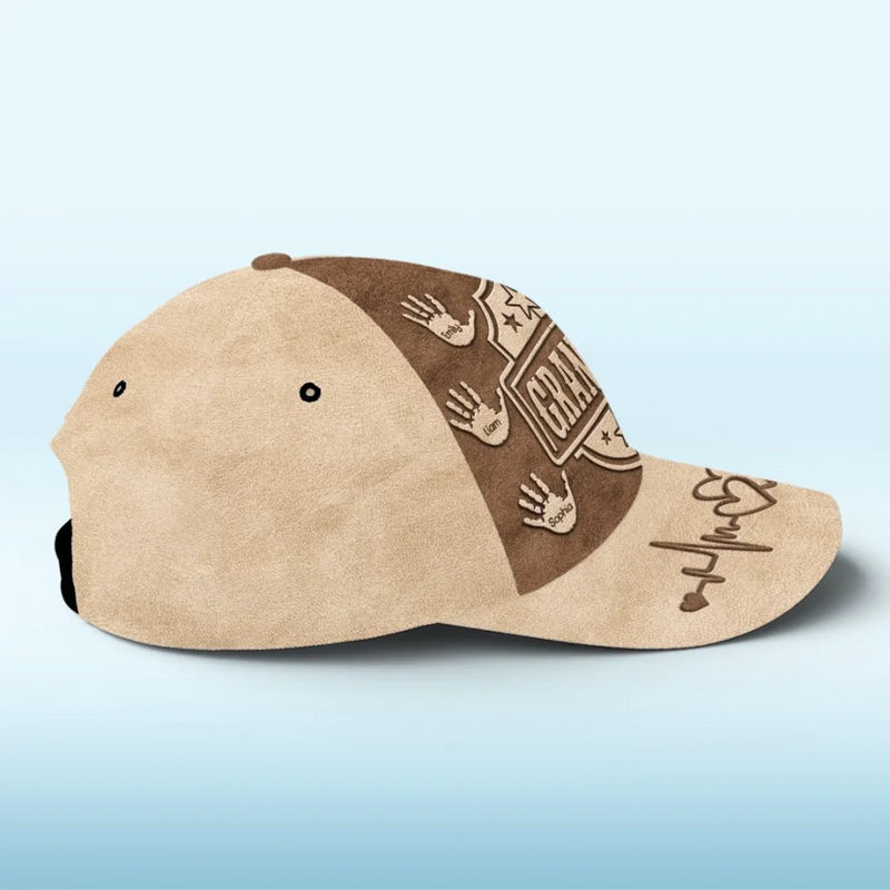 Handcrafted With Love - Family Personalized Custom Hat, All Over Print Classic Cap - Father's Day, Gift For Dad, Grandpa