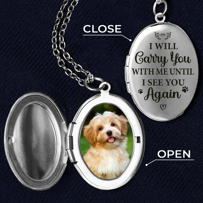 Custom Photo You Left Paw Prints On My Heart - Memorial Personalized Custom Locket Necklace - Sympathy Gift For Pet Owners, Pet Lovers