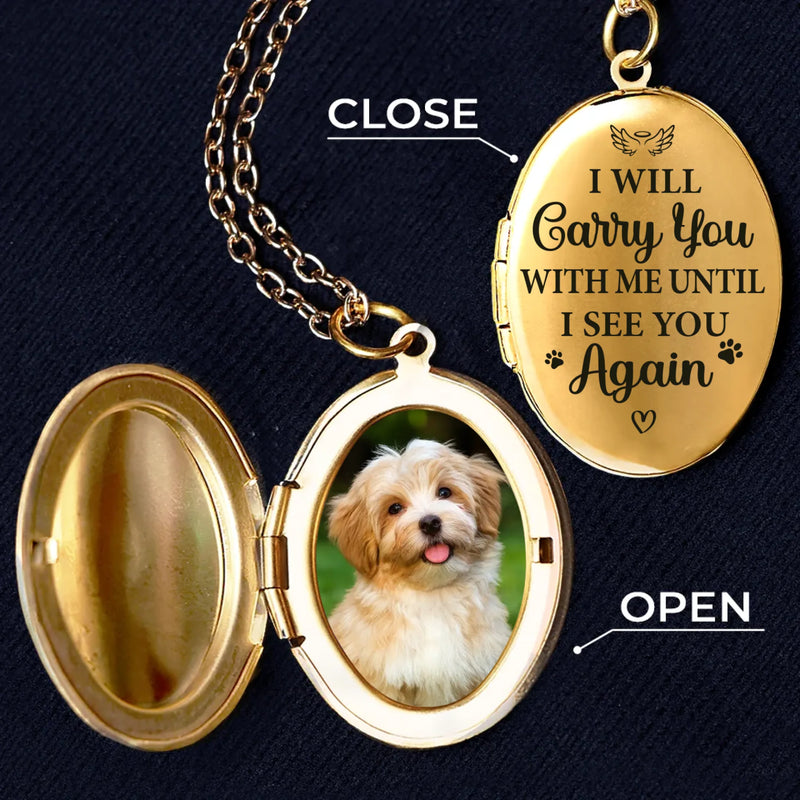 Custom Photo You Left Paw Prints On My Heart - Memorial Personalized Custom Locket Necklace - Sympathy Gift For Pet Owners, Pet Lovers