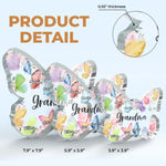 Love Grows Wings In A Grandma’s Heart - Family Personalized Custom Butterfly Shaped Acrylic Plaque - Mother's Day, Gift For Grandma, Mom
