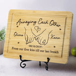 Made With Love, Served With Laughter - Couple Personalized Custom Engraved Wooden Cutting Board - Gift For Couple