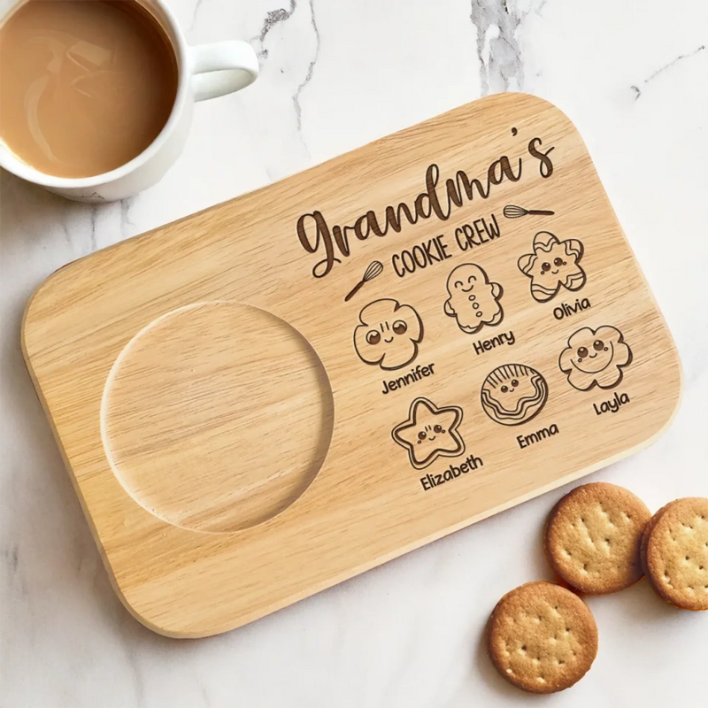 Sweet Moments, Sweeter Treats - Family Personalized Custom Engraved Wooden Tea & Snack Board - Mother's Day, Gift For Mom, Grandma