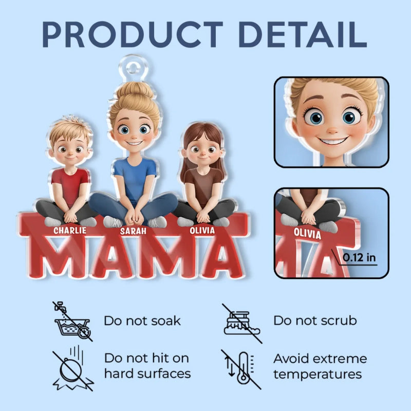 Our Hearts Belong To You, Mama - Family Personalized Custom Car Ornament - Acrylic Custom Shaped - Mother's Day, Gift For Mom, Grandma