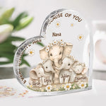 A Mother’s Love Never Ends - Family Personalized Custom Heart Shaped Acrylic Plaque - Mother's Day, Gift For Grandma, Mom