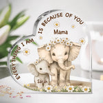A Mother’s Love Never Ends - Family Personalized Custom Heart Shaped Acrylic Plaque - Mother's Day, Gift For Grandma, Mom