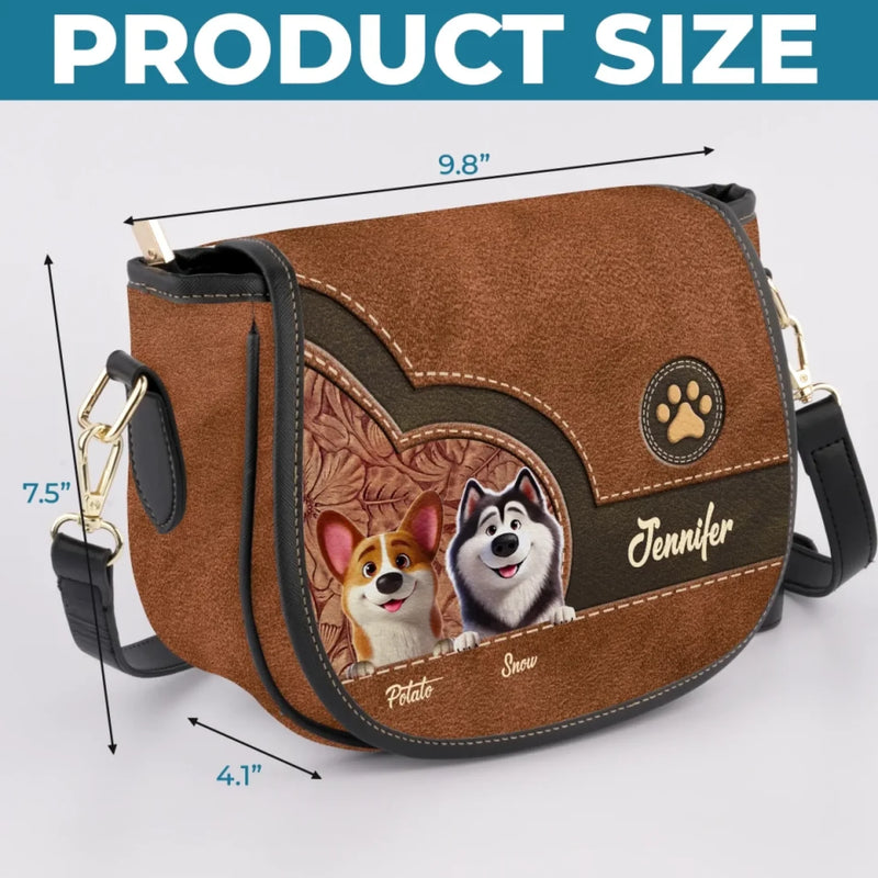 Paws And Reflect Love - Dog Personalized Custom Leather Saddle Bag - Gift For Pet Owners, Pet Lovers