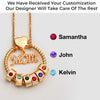 Mom’s Love, Forever Engraved - Family Personalized Custom Circle Pendant With Birthstone Beads Necklace - Mother's Day, Gift For Mom